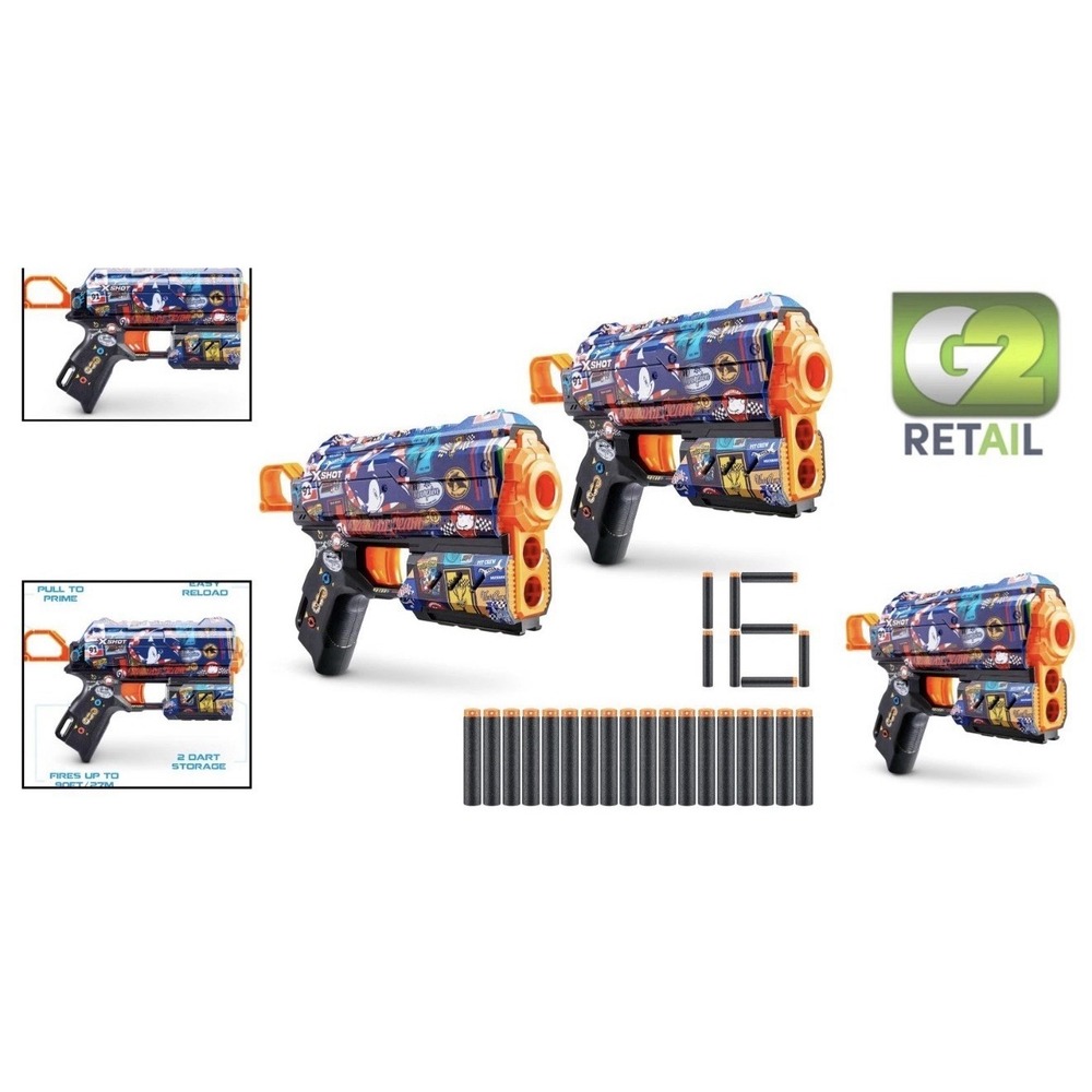 Sonic The Hedgehog X-Shot Skins Flux Race‎ Team Blaster 2-Pack